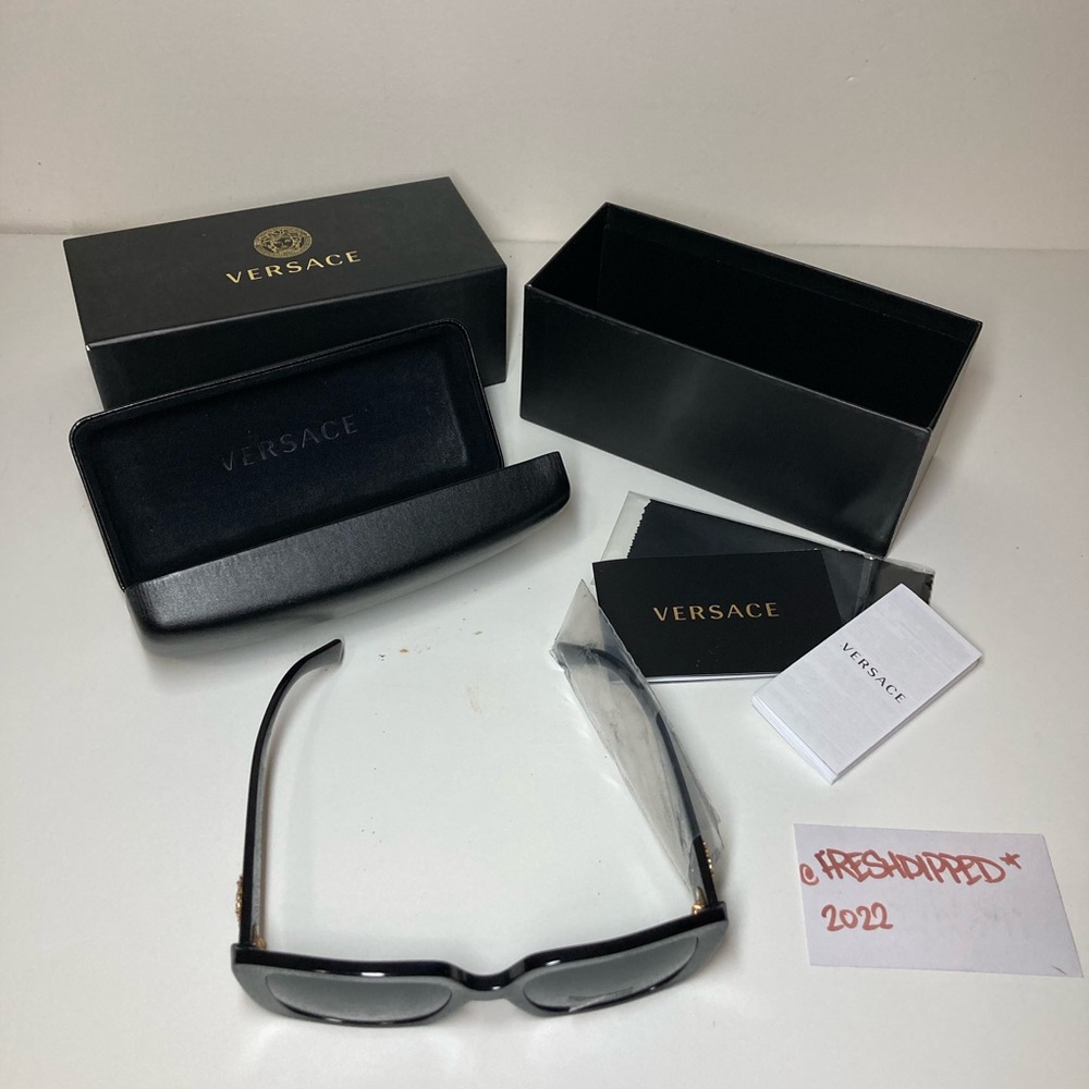 NWT WOMENS VERSACE SUNGLASSES VE4384B BLACK WITH HARD CASE & LENS CLOTH - Picture 7 of 14